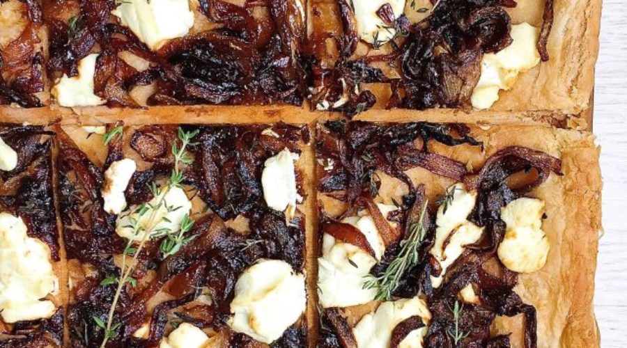 Caramelized Onion Tart w/ Goat Cheese & Thyme