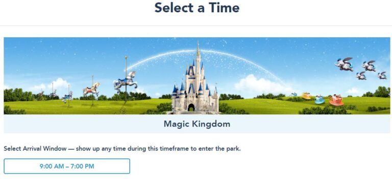 Disney Park system select park time